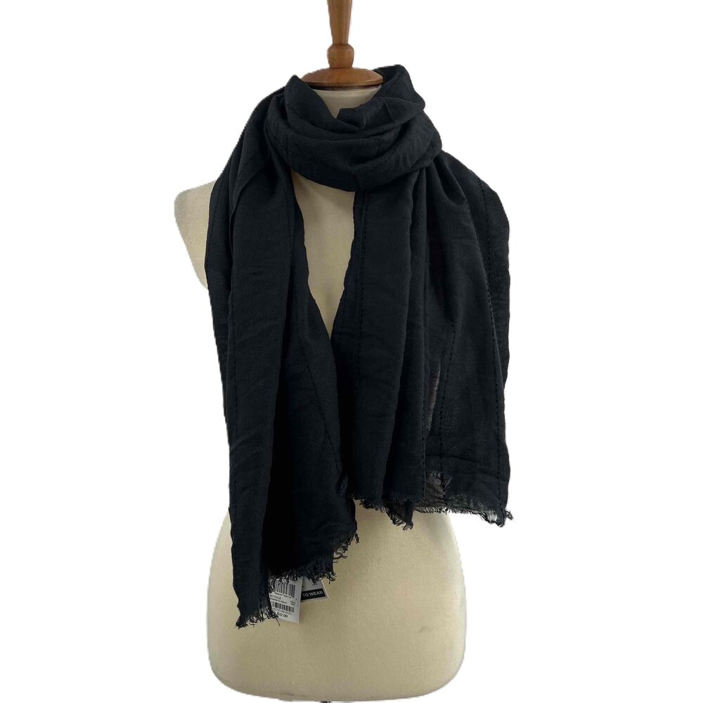 Steve Madden‎ Black Lightweight Rectangular Scarf Subtle Texture New